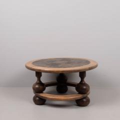 Circular side table wirth inset slate top 1970s France - 4304001