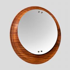 Circular teak plywood frame mirror by Stilcasa - 4093244
