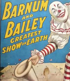 Circus Poster by Ringling Bros circa 1971 Clown Standing over Tents  - 3142275