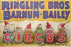 Circus Poster by Ringling Bros circa 1971 Portraying Six Seated Clowns - 3143708