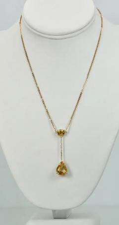 Citrine Drop Necklace on 18 Karat Yellow Gold 7 25 Carats - 3449004