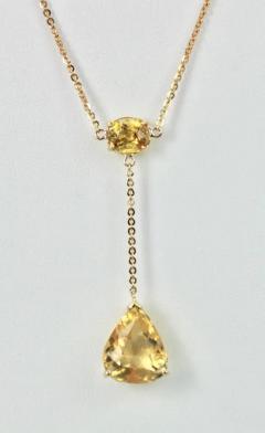 Citrine Drop Necklace on 18 Karat Yellow Gold 7 25 Carats - 3449077