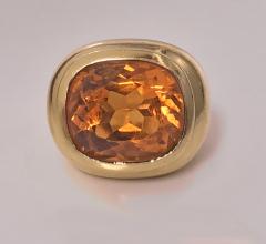 Citrine Ring 1970s French mixed metal - 1082644