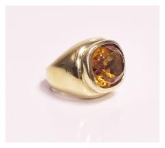 Citrine Ring 1970s French mixed metal - 1082646