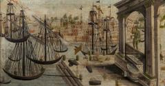 Cityscape almost certainly depicting a rare image of the Colossus of Rhodes - 4757873