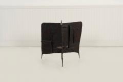 Claire McCarthy Falkenstein Brutalist Tripod Floor Sculpture c 1955 Blackened Steel Orange Crystal - 4480024