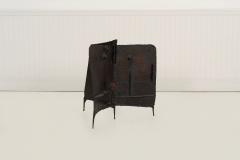 Claire McCarthy Falkenstein Brutalist Tripod Floor Sculpture c 1955 Blackened Steel Orange Crystal - 4480028