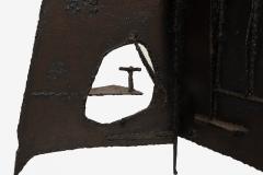 Claire McCarthy Falkenstein Brutalist Tripod Floor Sculpture c 1955 Blackened Steel Orange Crystal - 4480030