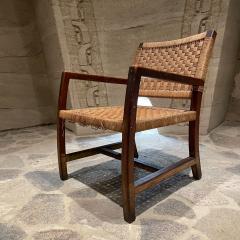 Clara Porset Dumas 1940s Easy Armchair Red Pine Seagrass Rope Style of Clara Porset Mexico - 2460537