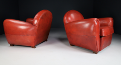 Classic 1960s French Red Leather Club Chair - 2540382