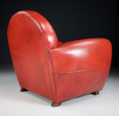 Classic 1960s French Red Leather Club Chair - 2540383