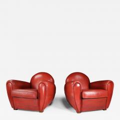 Classic 1960s French Red Leather Club Chair - 2549403
