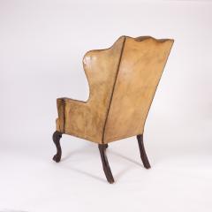 Classic Large Scale English Ochre Tufted Leather Wing Chair Circa 1900  - 3203620