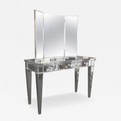 Classic Modern Mirrored Vanity Desk with Triptych Mirror - 3117055