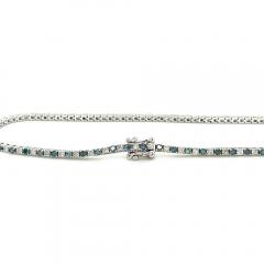 Classic Riviera Natural Blue White Diamond Box Tennis Bracelet - 3597043