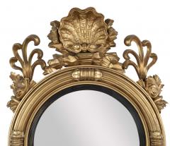 Classical 19th Century Giltwood Convex Mirror with Shell Surmount - 4290166