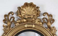 Classical 19th Century Giltwood Convex Mirror with Shell Surmount - 4290169