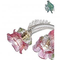 Classical Luxury Venetian Pink and Green Floreal Murano Glass Chandelier - 4592133