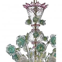 Classical Luxury Venetian Pink and Green Floreal Murano Glass Chandelier - 4592134