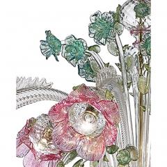 Classical Luxury Venetian Pink and Green Floreal Murano Glass Chandelier - 4592135