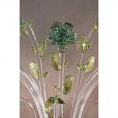 Classical Luxury Venetian Pink and Green Floreal Murano Glass Wall Sconce - 4592128