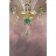 Classical Luxury Venetian Pink and Green Floreal Murano Glass Wall Sconce - 4592129