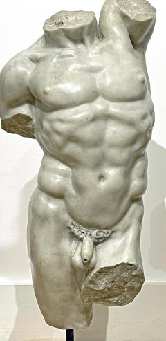 Classical Marble Sculpture of a Nude Male Torso early 20th Century  - 3977378