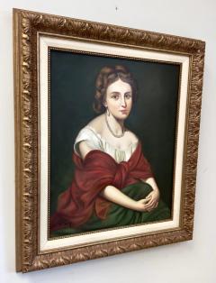 Classical Portrait of a Young Woman Oil on Canvas Painting Signed Framed - 3701354