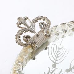 Classical Reversed Etched Mirrored Tray w Pastoral Scene Twisted Glass Border - 4720074