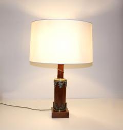 Classical Wood and Bronze Table Lamp Italy - 4422651