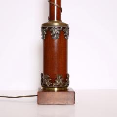 Classical Wood and Bronze Table Lamp Italy - 4422655
