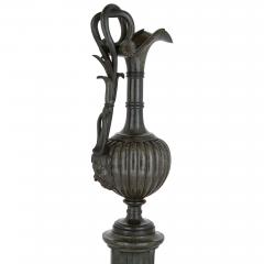 Classical style Italian green marble ewer vase with pedestal - 3970843