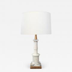 Classically inspired Italian 1950s Carrara Marble Columnar Lamp - 1982129