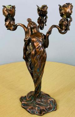 Claude Bonnefond Claude Bonnefond Art Nouveau Woman Candlestick or Statue a Pair - 2888939