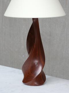 Claude Chauvy Sculptural Pair of Claude Chauvy Table Lamps in Mahogany France 1950s - 4638502