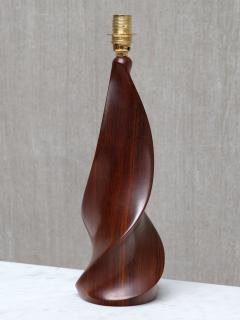 Claude Chauvy Sculptural Pair of Claude Chauvy Table Lamps in Mahogany France 1950s - 4638505