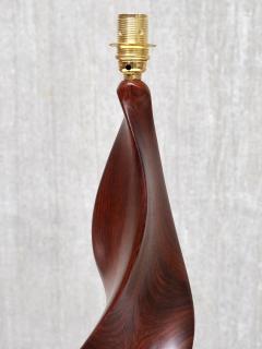 Claude Chauvy Sculptural Pair of Claude Chauvy Table Lamps in Mahogany France 1950s - 4638506