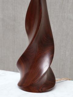 Claude Chauvy Sculptural Pair of Claude Chauvy Table Lamps in Mahogany France 1950s - 4638509