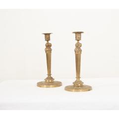 Claude Galle French 1st Empire Brass Candlesticks - 2953217