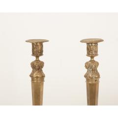 Claude Galle French 1st Empire Brass Candlesticks - 2953218