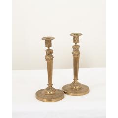 Claude Galle French 1st Empire Brass Candlesticks - 2953220