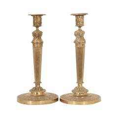 Claude Galle French 1st Empire Brass Candlesticks - 2953221