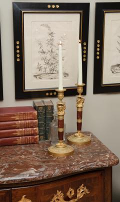 Claude Galle PAIR OF FRENCH EMPIRE GILT BRONZE AND MARBLE CANDLESTICKS - 3550734