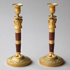 Claude Galle PAIR OF FRENCH EMPIRE GILT BRONZE AND MARBLE CANDLESTICKS - 3550741