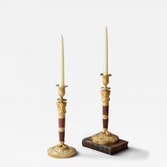 Claude Galle PAIR OF FRENCH EMPIRE GILT BRONZE AND MARBLE CANDLESTICKS - 3552692