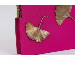 Claude Lalanne French 1925 2019 A Rare Pink Silk and Bronze Ginkgo Handbag - 3470701