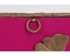 Claude Lalanne French 1925 2019 A Rare Pink Silk and Bronze Ginkgo Handbag - 3470704