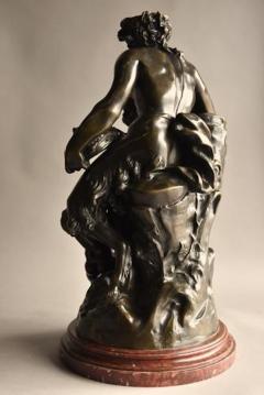 Claude Michel Clodion Large mid 19thc bronze Satyr and faun group - 4799868