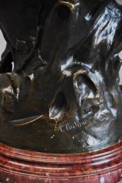 Claude Michel Clodion Large mid 19thc bronze Satyr and faun group - 4799869