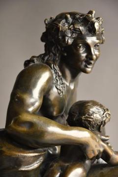 Claude Michel Clodion Large mid 19thc bronze Satyr and faun group - 4799870